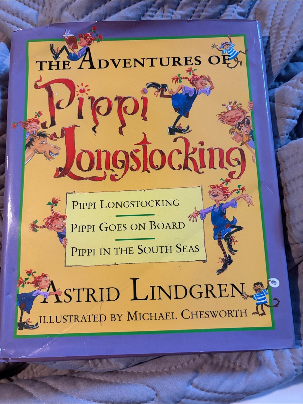 The Adventures of Pippi Longstocking Hardcover Book - Purple/Yellow